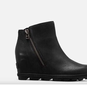 Sorel Women's Joan of Arctic Black Wedge II Zip Bootie Ankle Boots US  8.5